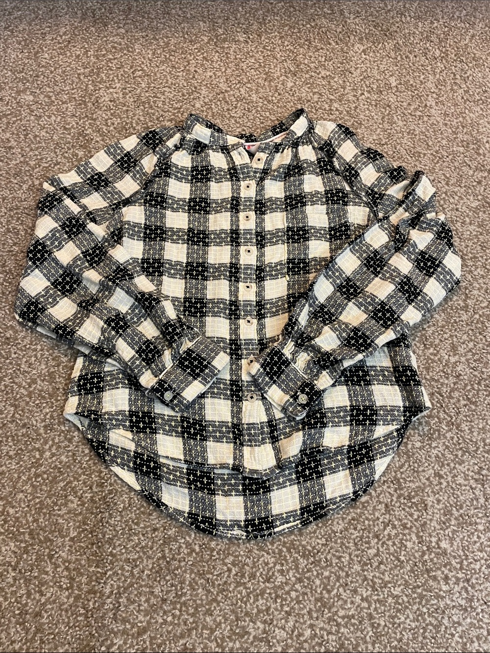 Anthropologie Pilcro Breezy Gingham Plaid Long Sleeve Button Down Blouse